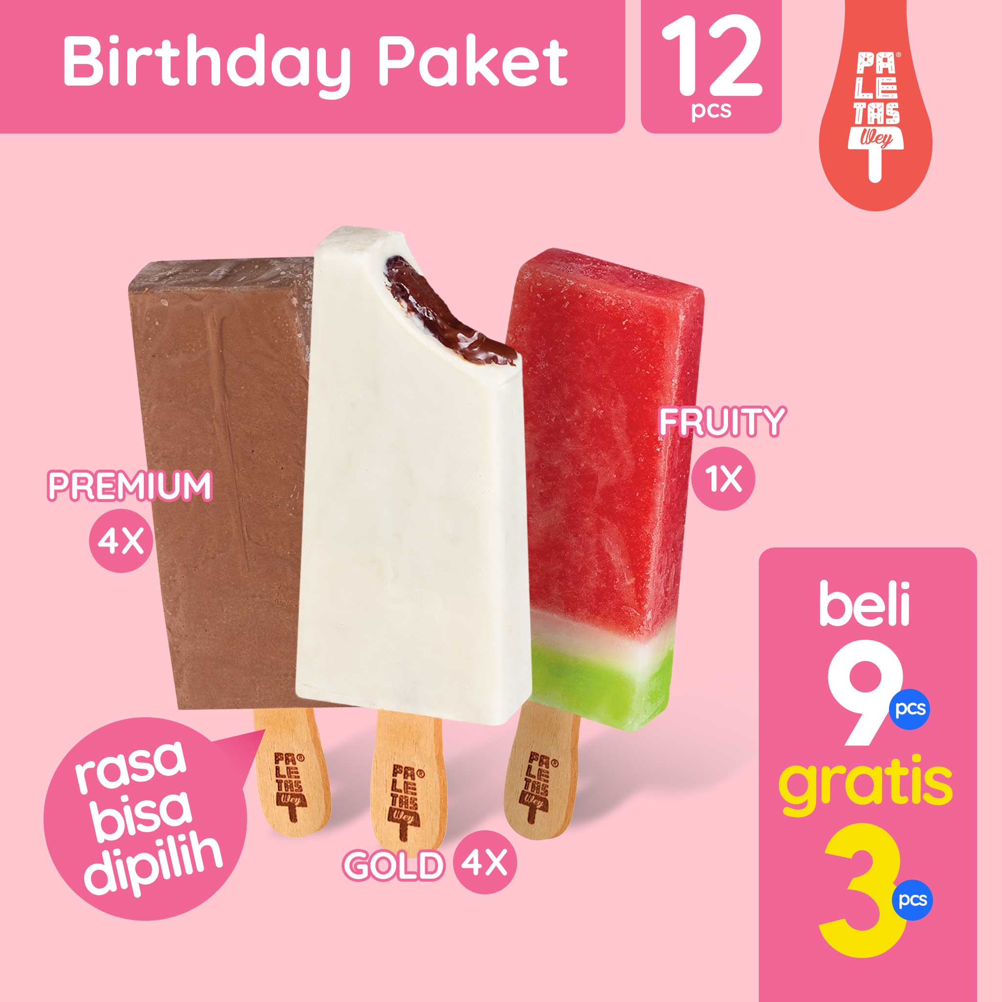 Hampers Birthday Serta Mulia Bonus 3 Pcs (4 Gold, 4 Premium, 4 Fruity)