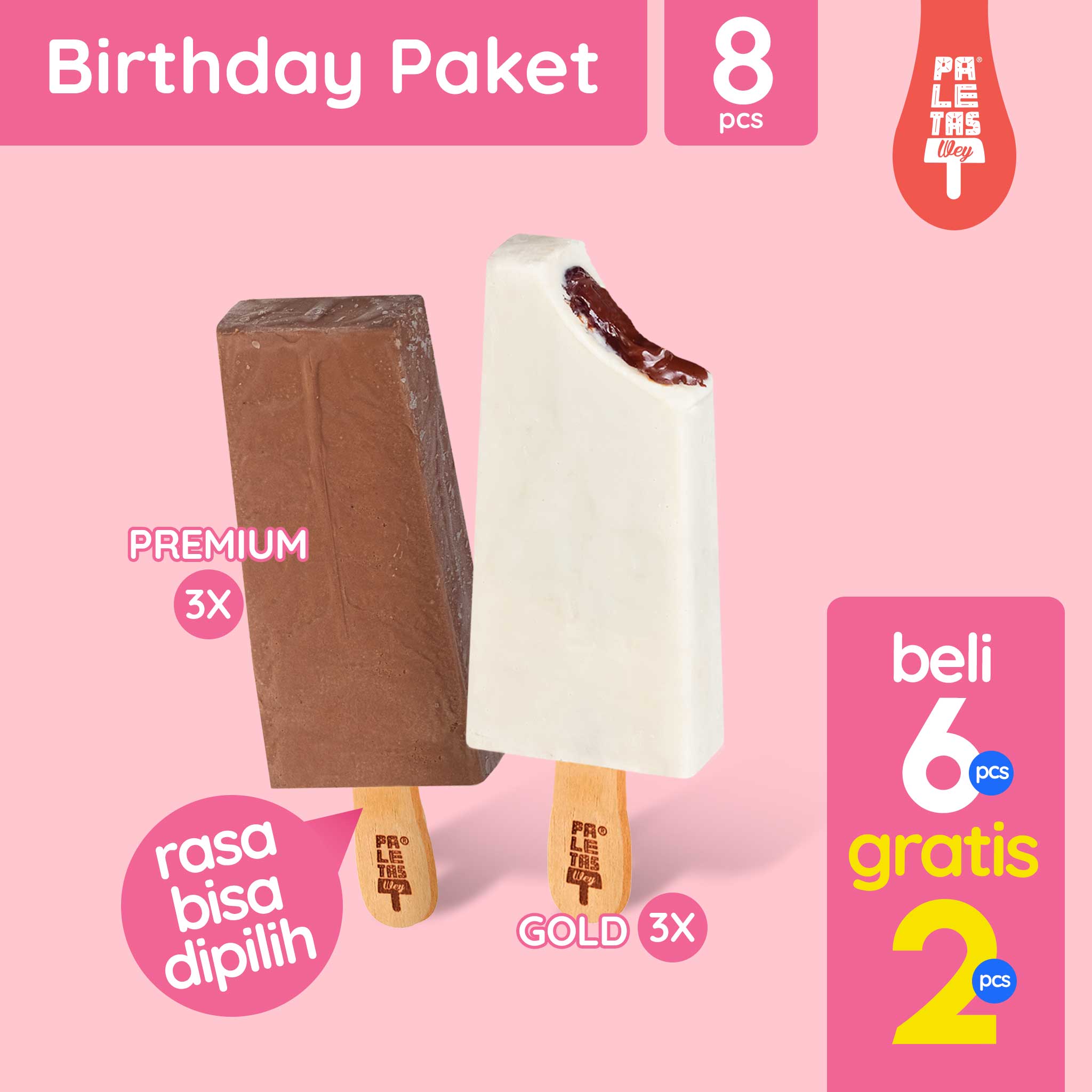 Hampers Birthday Panjang Umur Bonus 2 Pcs (3 Gold, 3 Premium, 2 Fruity)